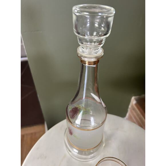 Hand Painted Decanter And 4 Glasses - Picture 7 of 8